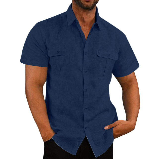 Mens Short Sleeve Shirt with Two Pockets Breathable Fit