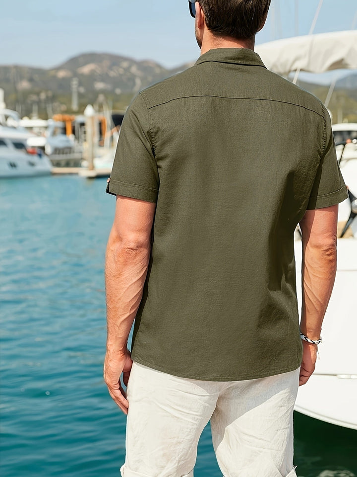 Mens Short Sleeve Shirt Breathable Lightweight Blend