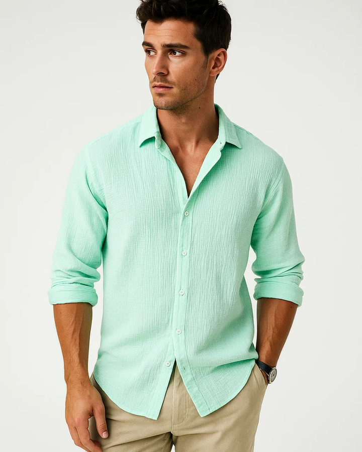 Mens Shirt Smart Collar Full Button Front Regular Fit
