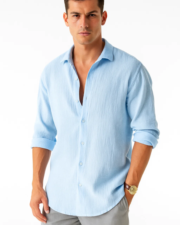 Mens Shirt Smart Collar Full Button Front Regular Fit - BritishMode