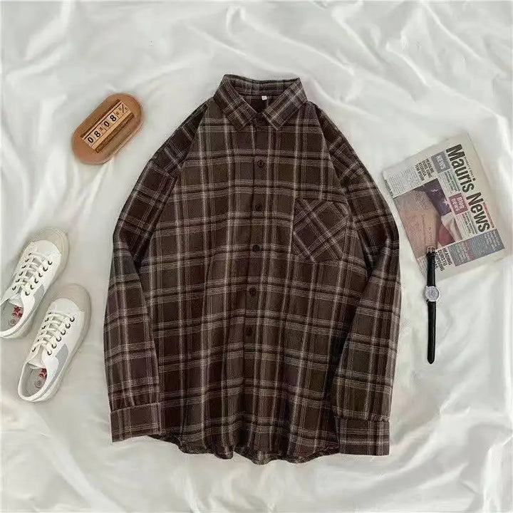 Mens Shirt Soft Blend Plaid Pattern Relaxed Fit