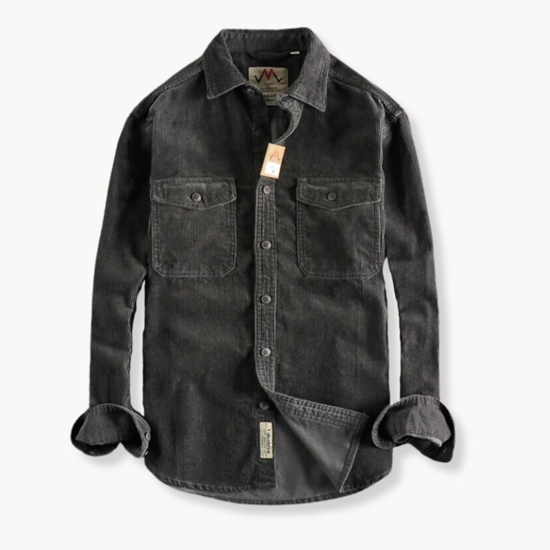 Mens Shirt Soft Corduroy Weave Patch Pocket Casual Fit