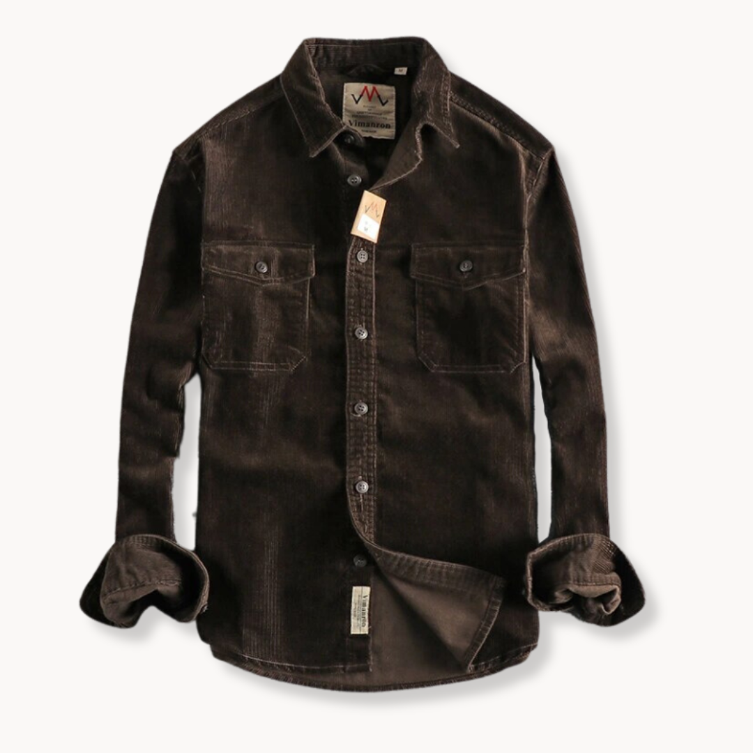 Mens Shirt Soft Corduroy Weave Patch Pocket Casual Fit
