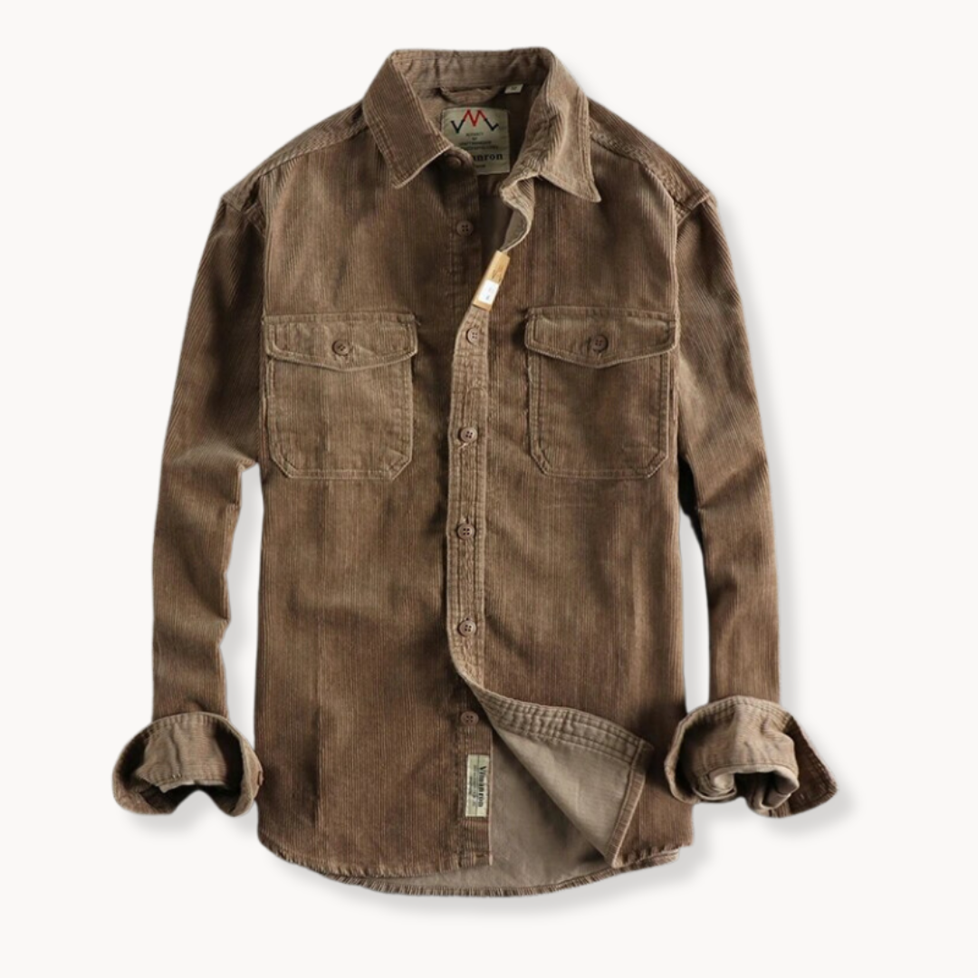 Mens Shirt Soft Corduroy Weave Patch Pocket Casual Fit