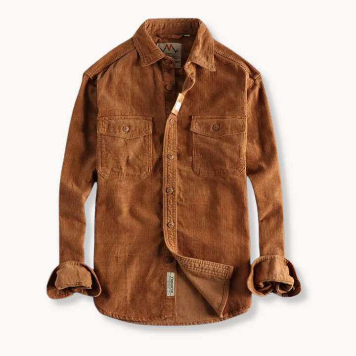 Mens Shirt Soft Corduroy Weave Patch Pocket Casual Fit