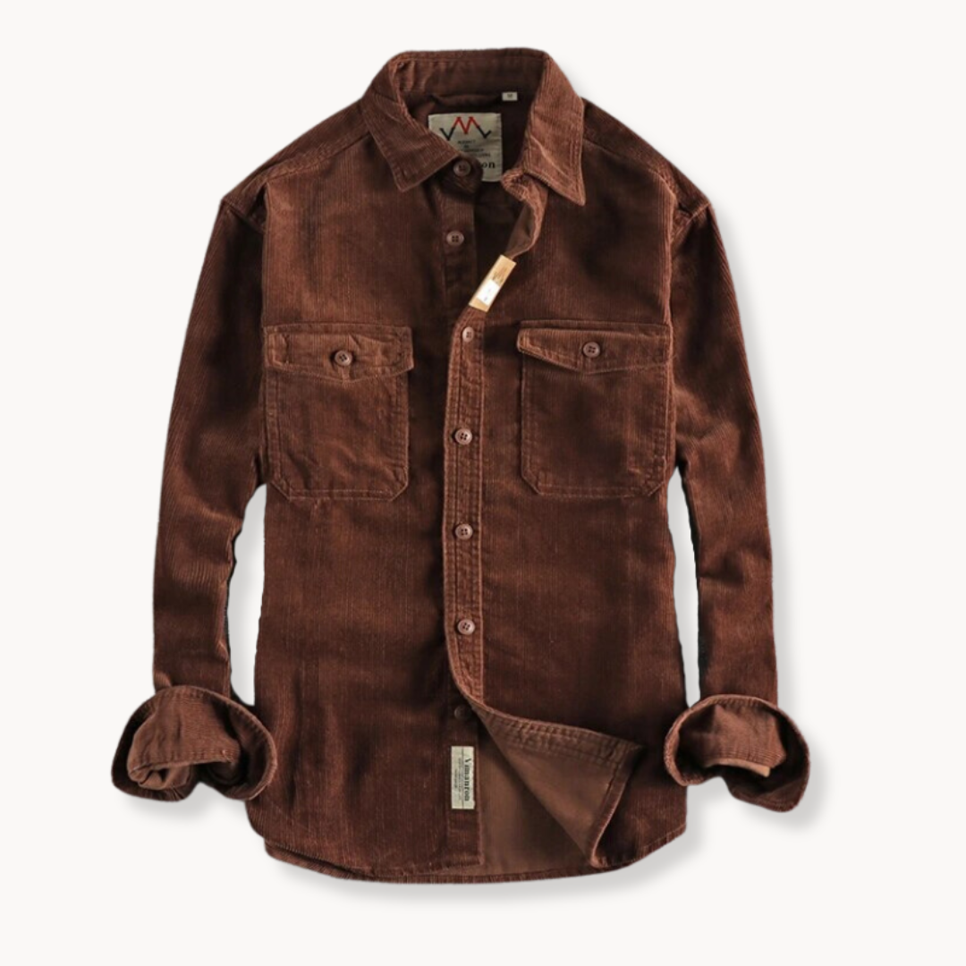 Mens Shirt Soft Corduroy Weave Patch Pocket Casual Fit - BritishMode