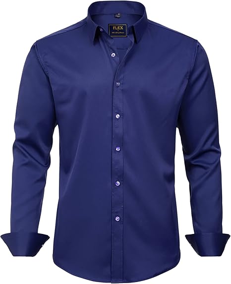 Mens Shirt Stretch Blend Fabric Wrinkle- Regular Fit