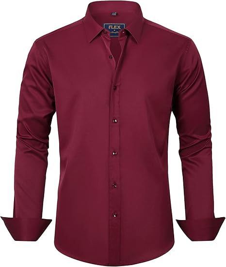 Mens Shirt Stretch Blend Fabric Wrinkle- Regular Fit