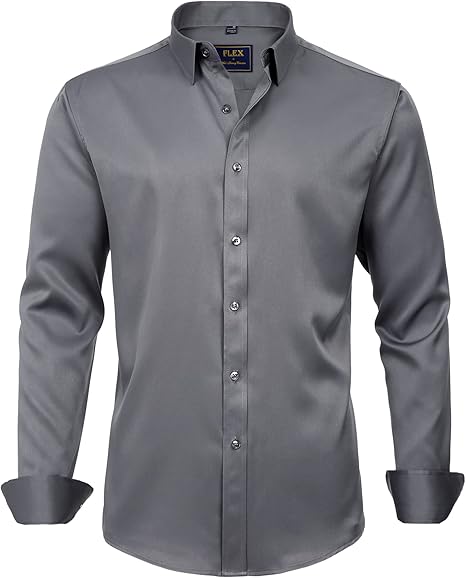 Mens Shirt Stretch Blend Fabric Wrinkle- Regular Fit
