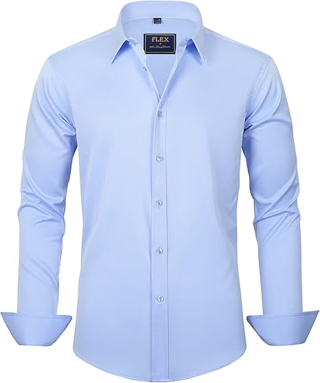 Mens Shirt Stretch Blend Fabric Wrinkle- Regular Fit