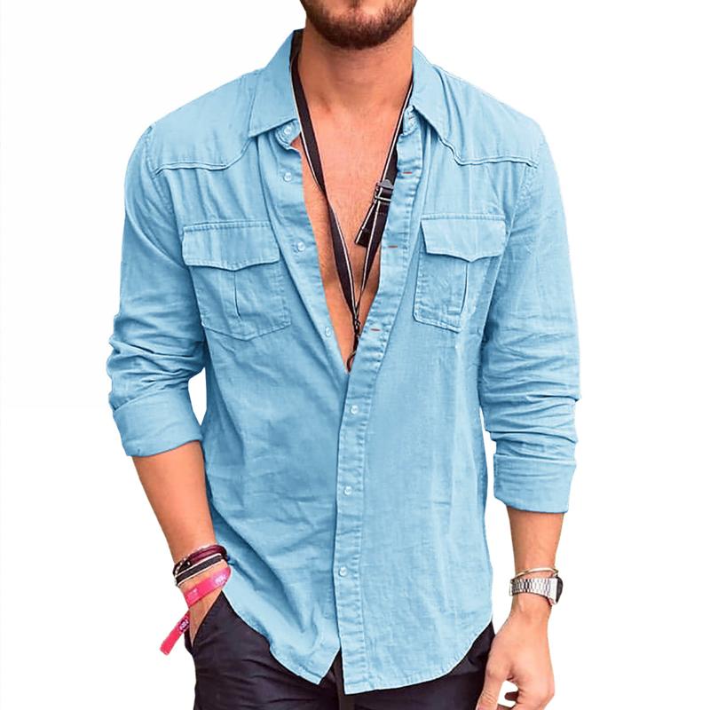 Mens Tailored Shirt with Cargo Pockets Flexible Fit