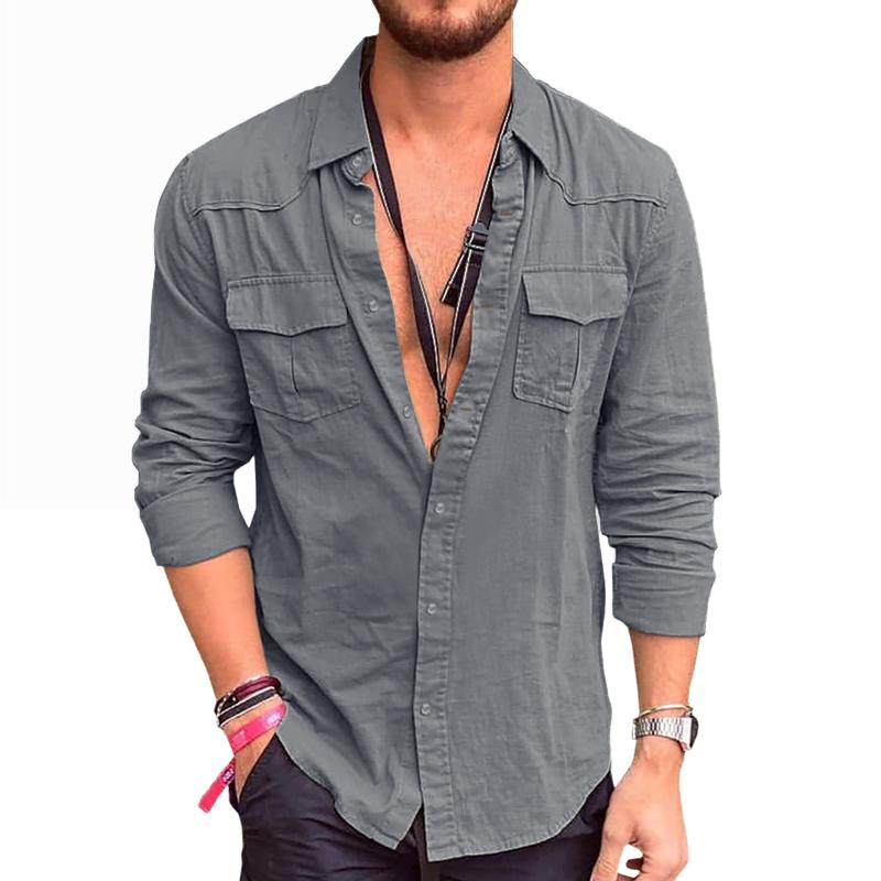 Mens Tailored Shirt with Cargo Pockets Flexible Fit