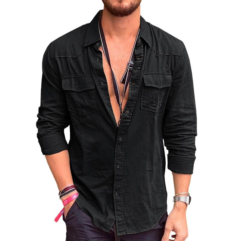 Mens Tailored Shirt with Cargo Pockets Flexible Fit