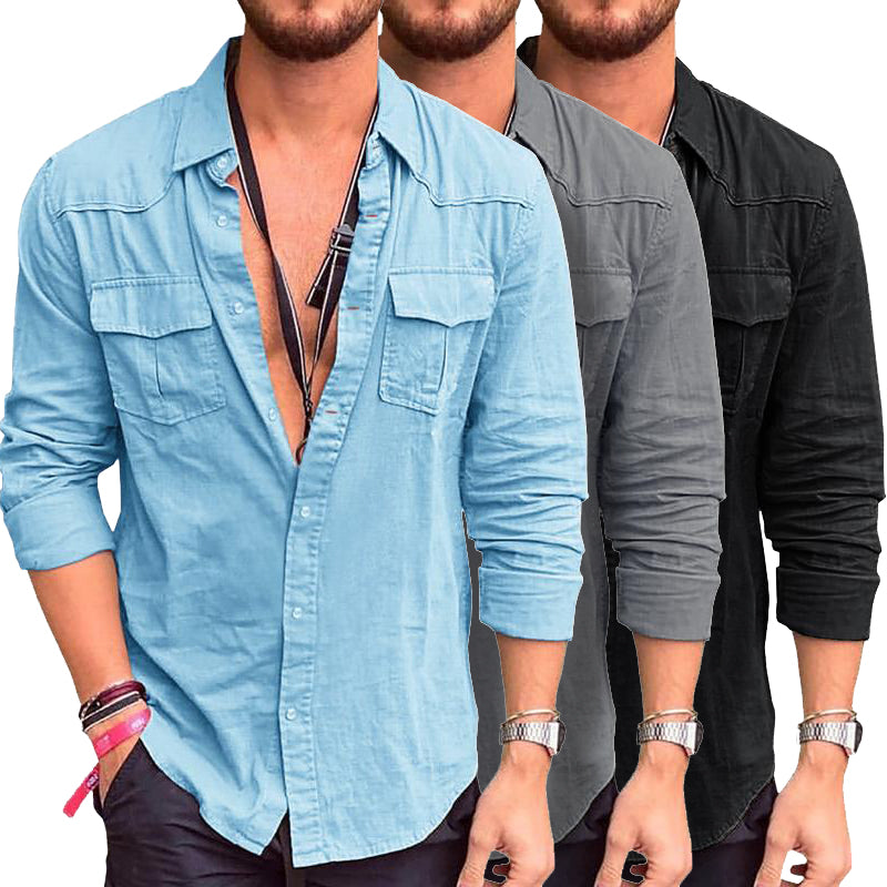 Mens Tailored Shirt with Cargo Pockets Flexible Fit