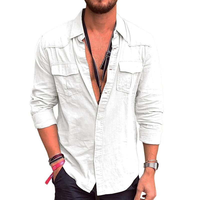 Mens Tailored Shirt with Cargo Pockets Flexible Fit - BritishMode