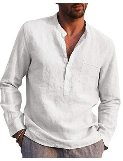 Mens V-Neck Shirt Breathable Polyester Long Sleeve