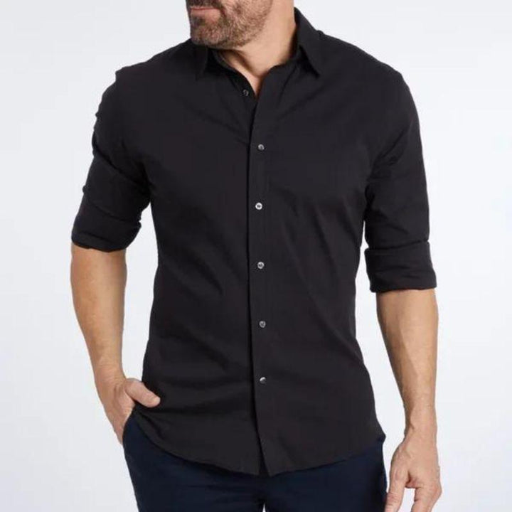 Mens Wrinkle-Resistant Blend Shirt with Zip Front and Smooth Drape