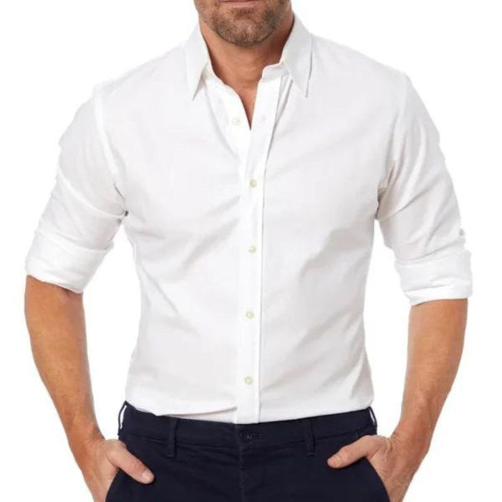 Mens Wrinkle-Resistant Blend Shirt with Zip Front and Smooth Drape