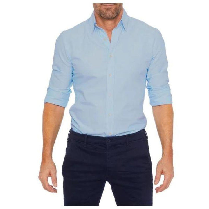 Mens Wrinkle-Resistant Blend Shirt with Zip Front and Smooth Drape