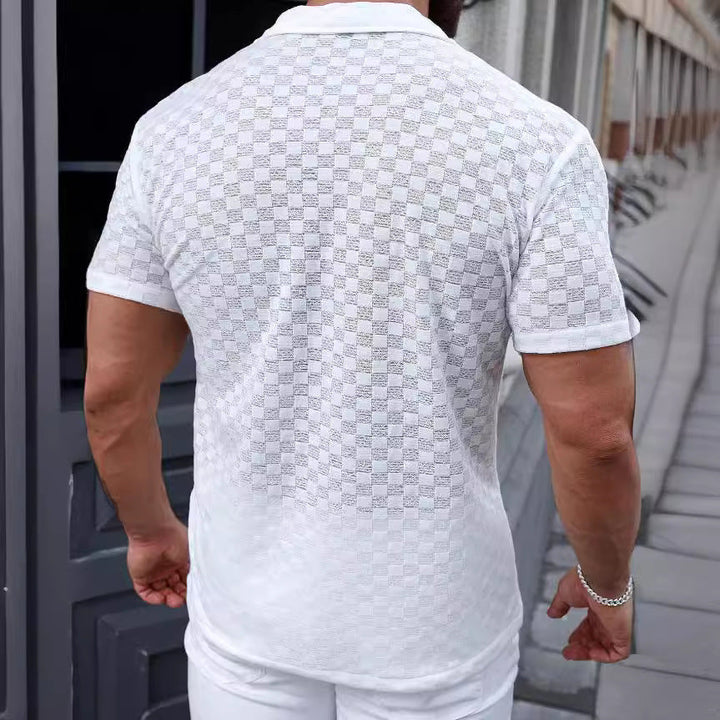 Womens Short Sleeve Shirt Lace Detail Breathable Knit Blend