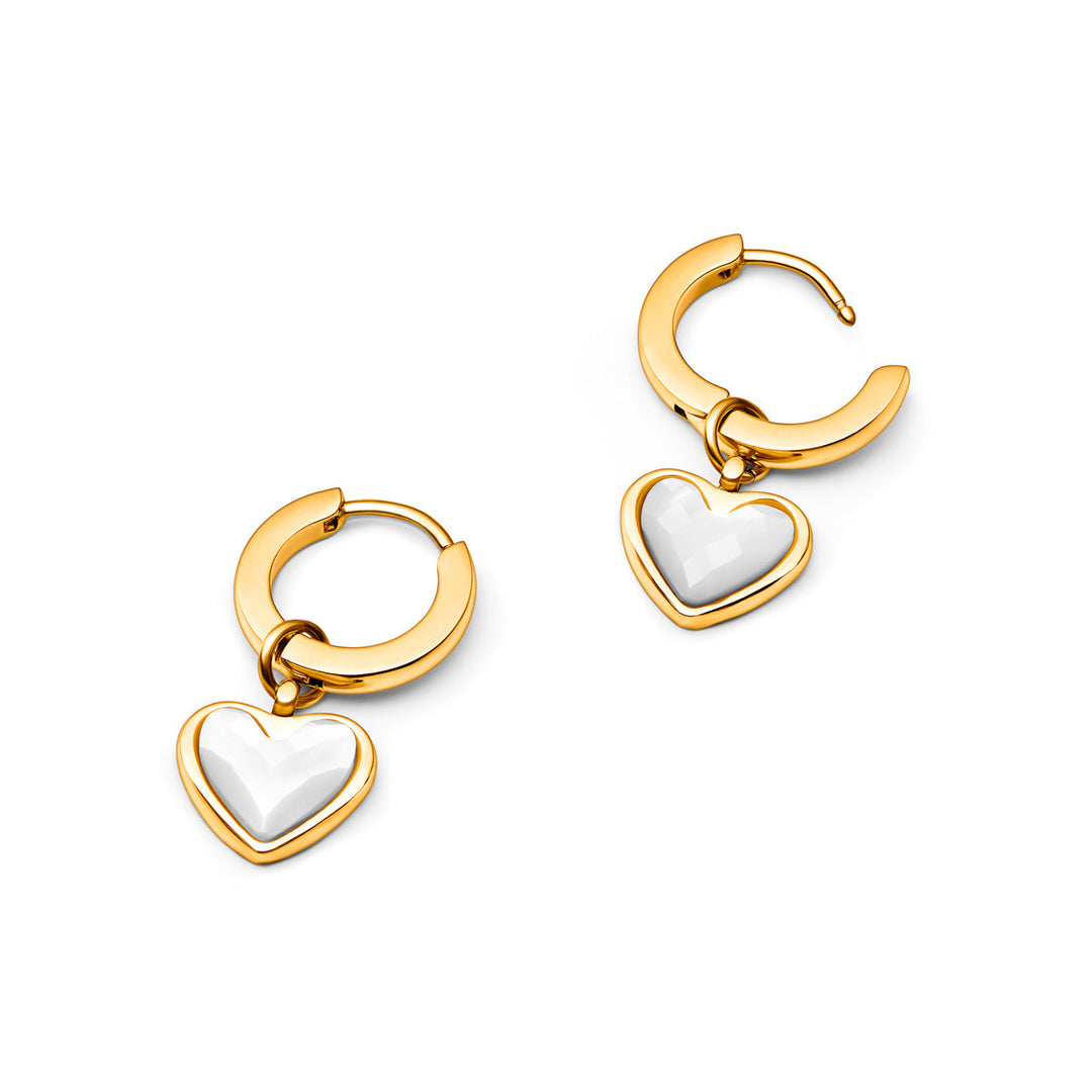 Womens Quartz Heart-Shaped Earrings Stud Style