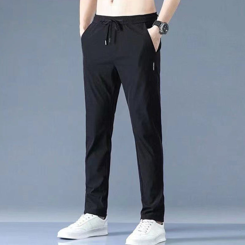 Mens Casual Trousers Breathable Ice Silk Relaxed Fit - BritishMode