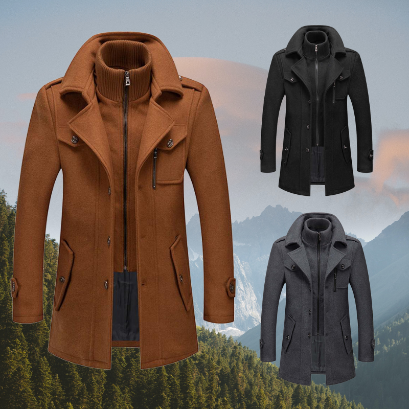 Mens Winter Coat Elegant Wool Blend Classic Fit - BritishMode