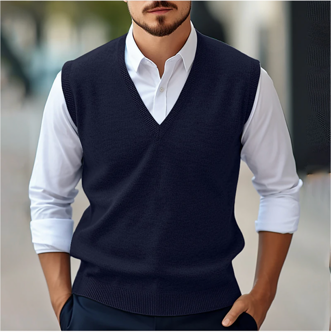 Womens Sleeveless V-Neck Knit Sweater Relaxed Fit