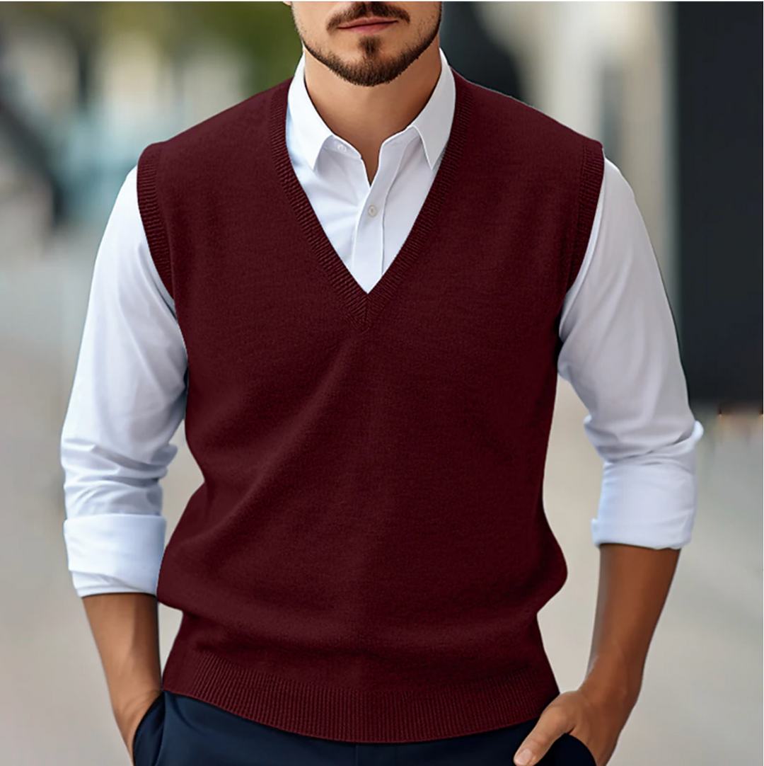 Womens Sleeveless V-Neck Knit Sweater Relaxed Fit