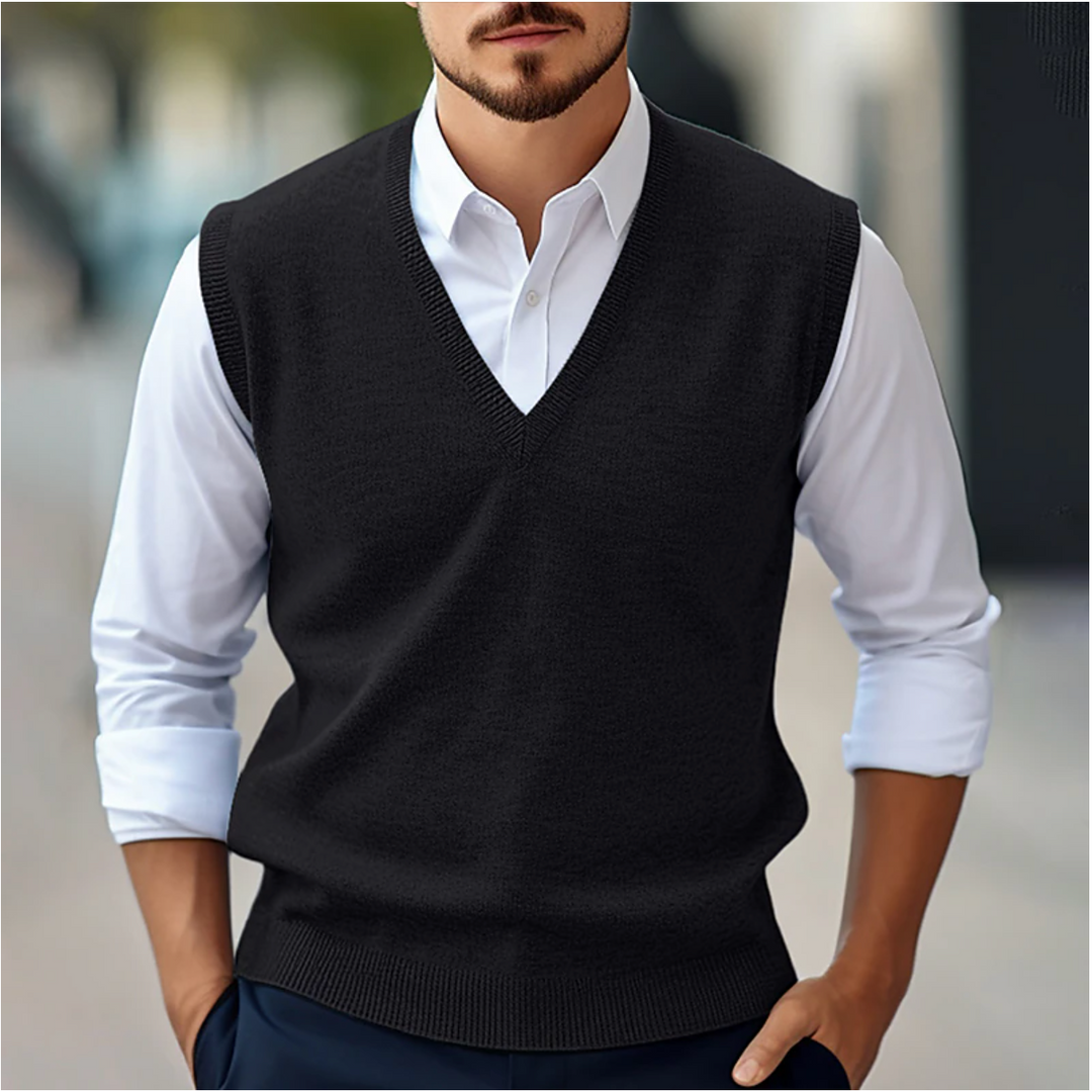 Womens Sleeveless V-Neck Knit Sweater Relaxed Fit