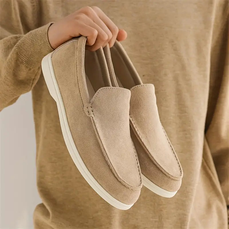 Womens Slip-On Loafers Textile Blend Upper Easy On Off - BritishMode