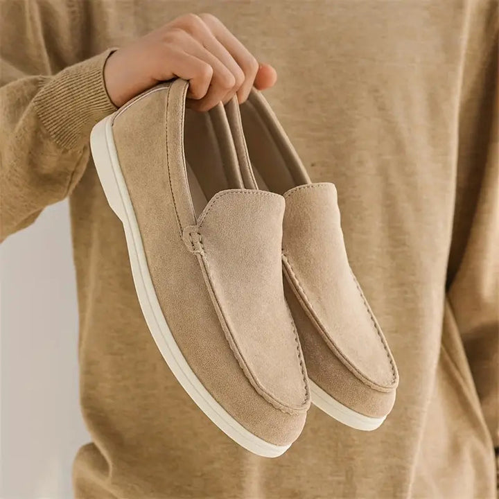 Womens Slip-On Loafers Textile Blend Upper Easy On Off - BritishMode