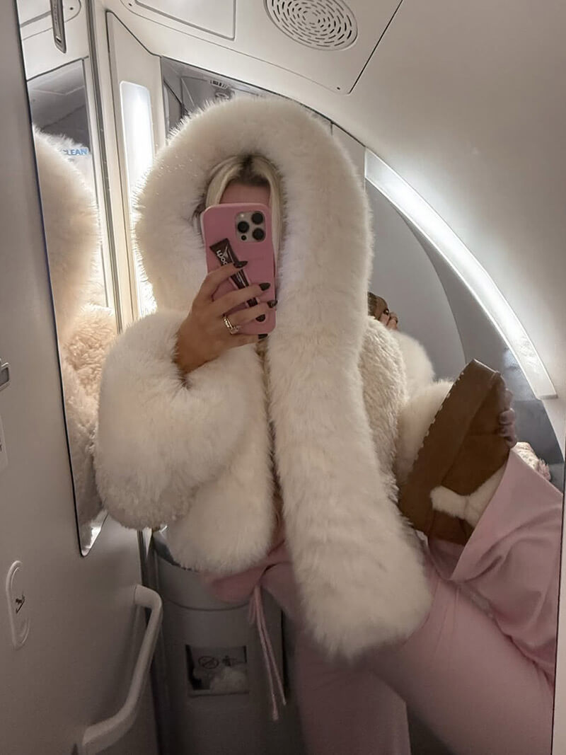 Womens Faux Fur Parka Coat Plush Warm Winter Jacket