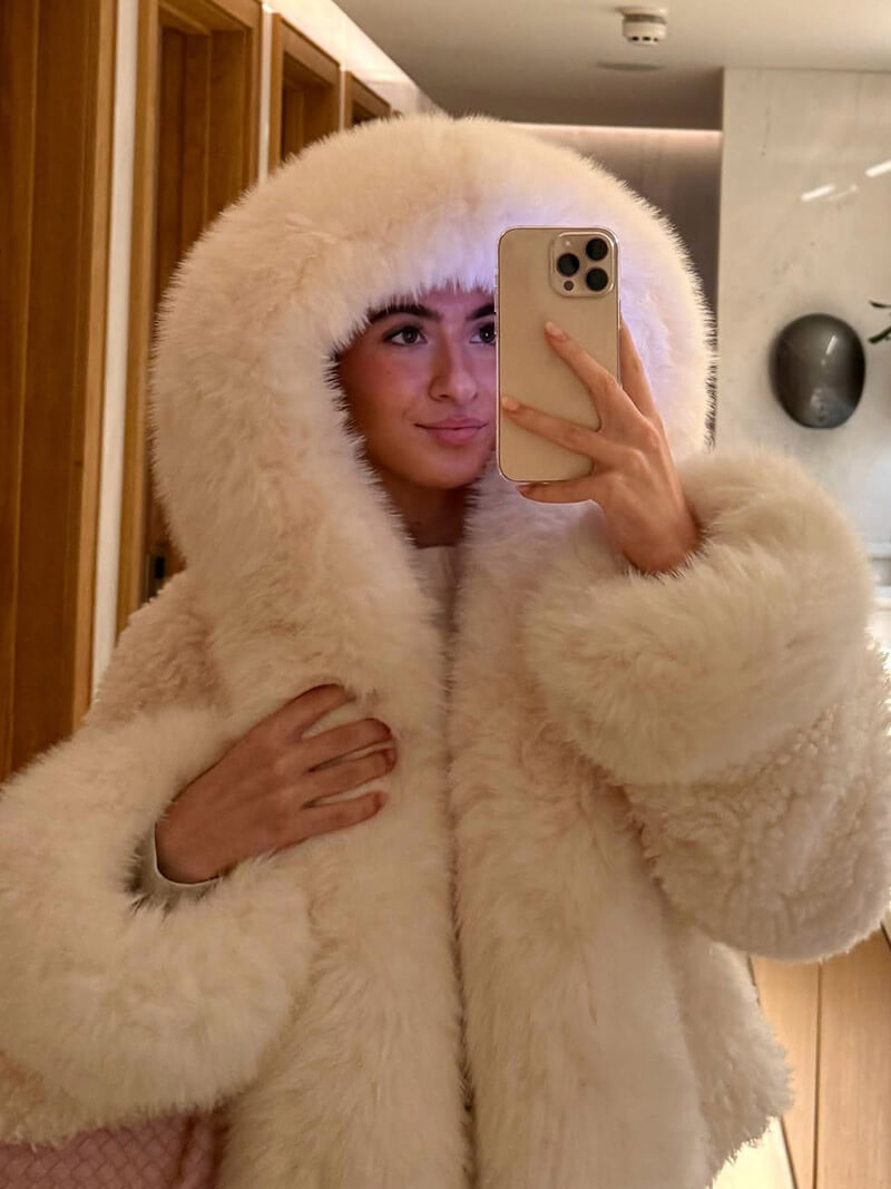 Womens Faux Fur Parka Coat Plush Warm Winter Jacket
