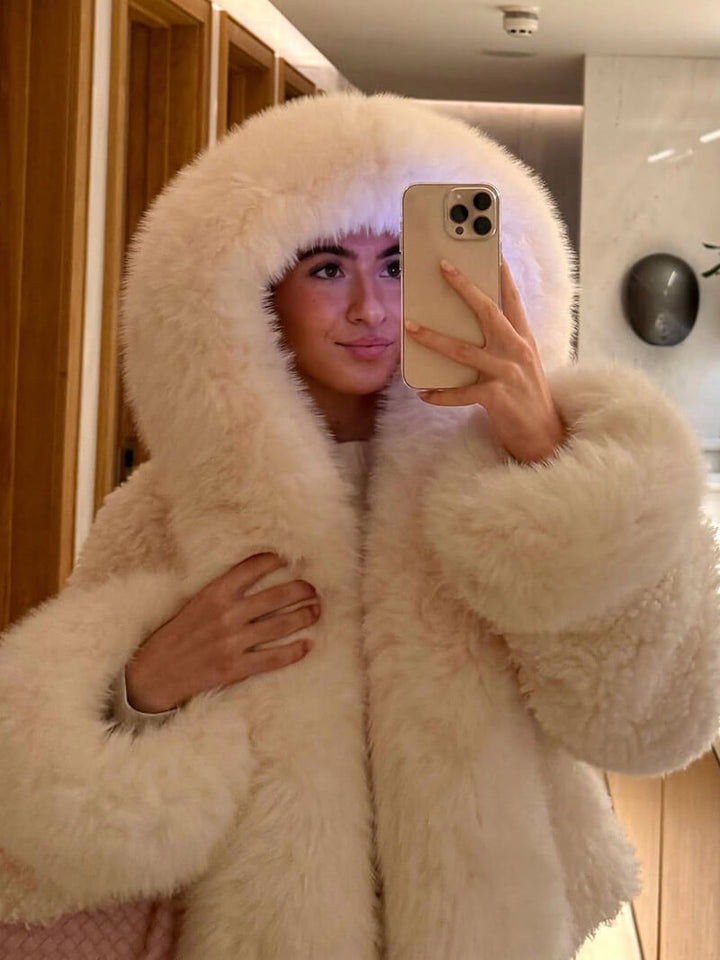Womens Faux Fur Parka Coat Plush Warm Winter Jacket