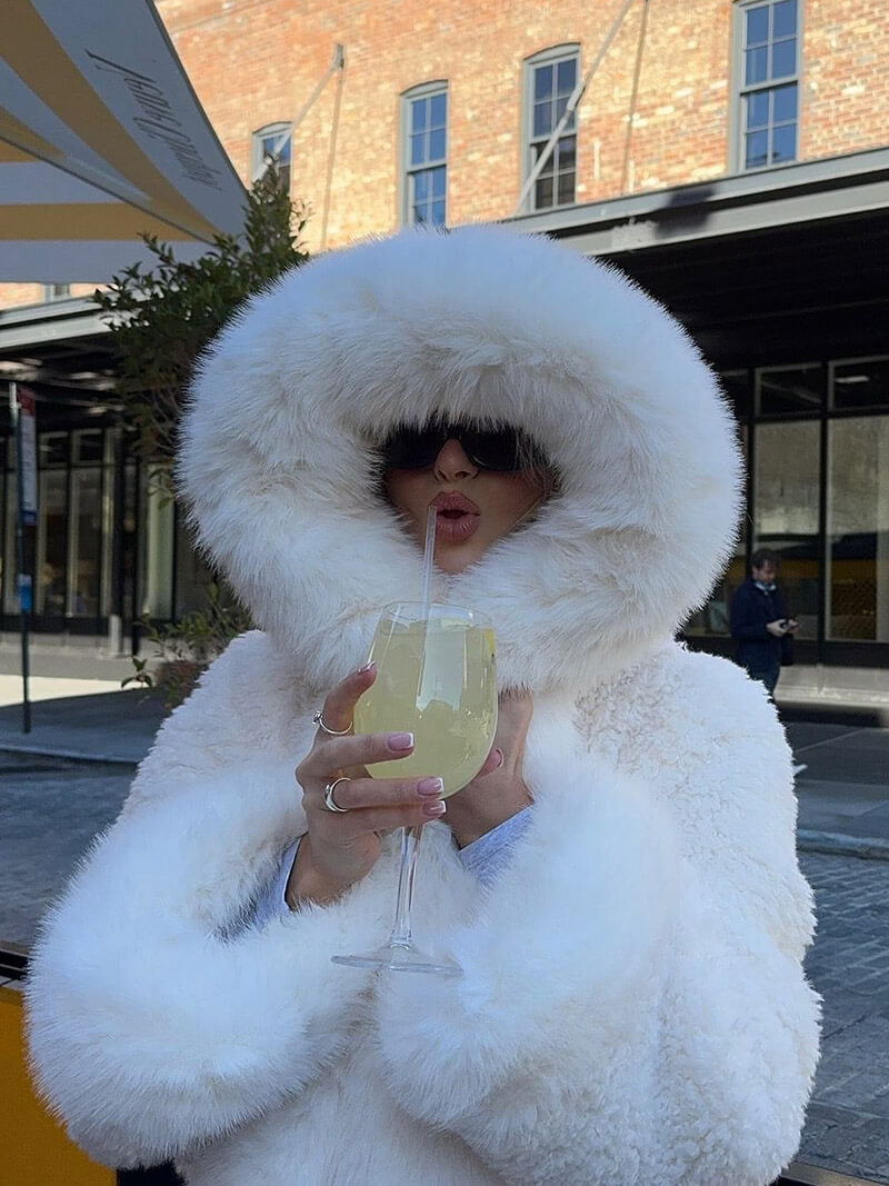 Womens Faux Fur Parka Coat Plush Warm Winter Jacket