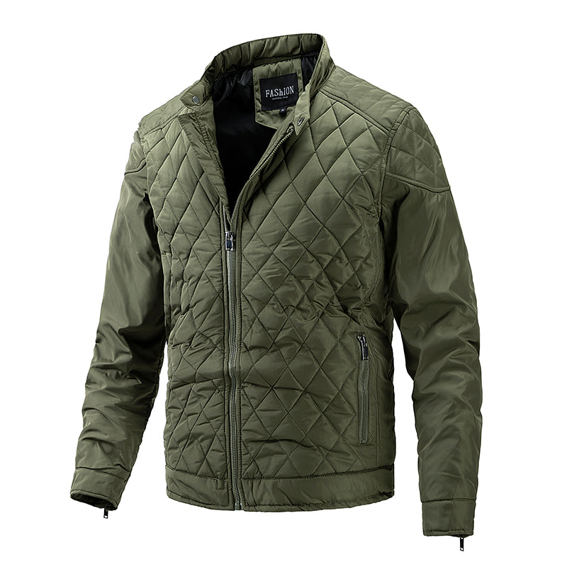 Mens Overshirt Jacket Soft-Blend Diamond Check Button Front