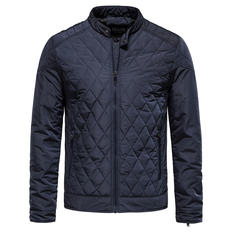 Mens Overshirt Jacket Soft-Blend Diamond Check Button Front - BritishMode
