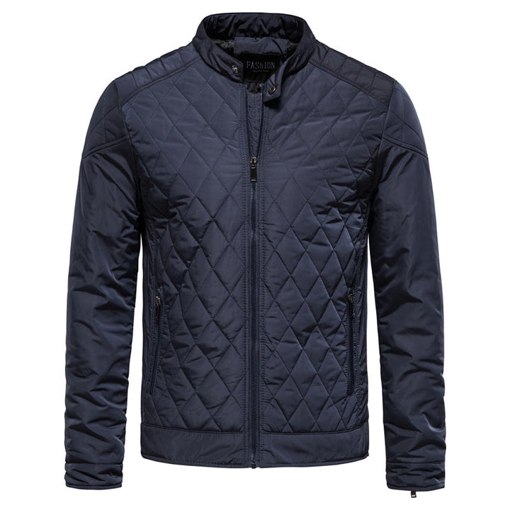 Mens Overshirt Jacket Soft-Blend Diamond Check Button Front - BritishMode