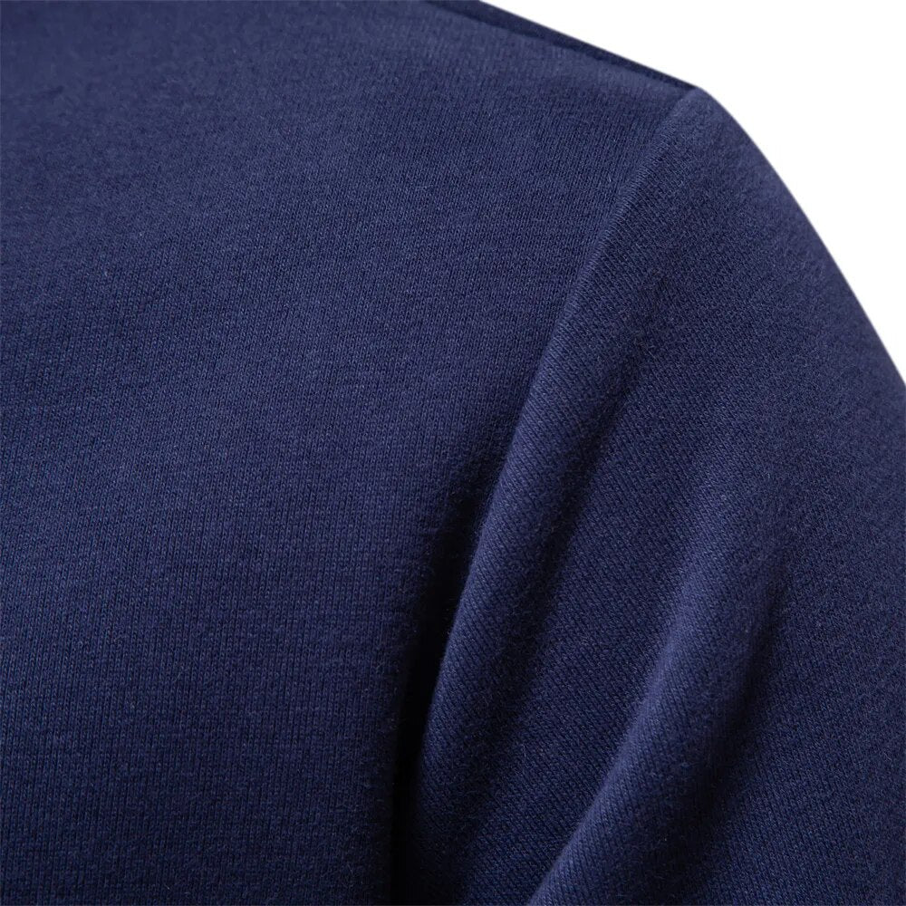 Mens Polo Sweatshirt Soft-Blend Fabric Flexible Fit