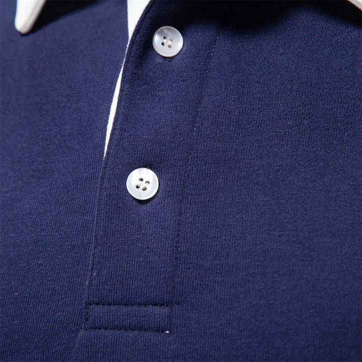 Mens Polo Sweatshirt Soft-Blend Fabric Flexible Fit