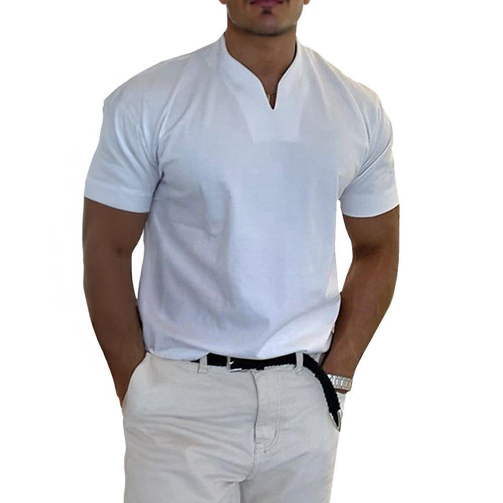 Womens Shirt Collarless V-Neck Soft Blend Breathable Fit - BritishMode