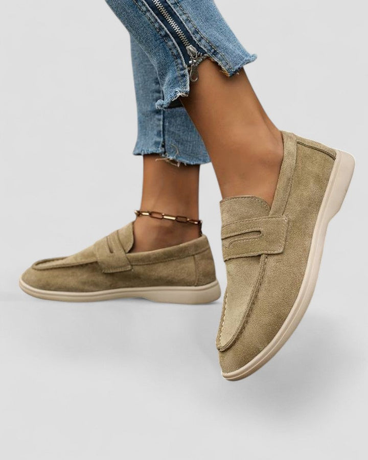 Womens Slip-On Loafers Soft Suede Material