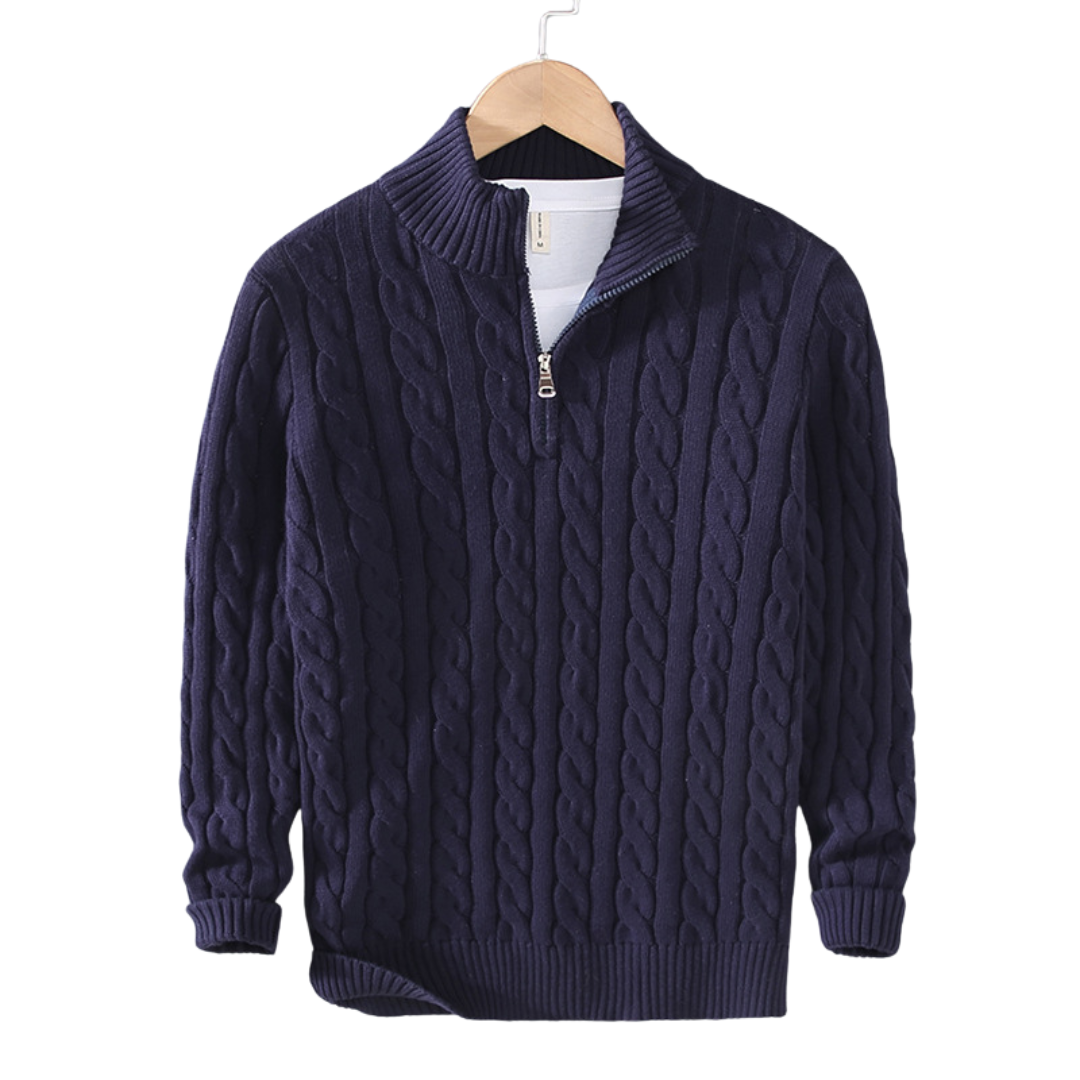 Unisex Sweater Spun Blend High Collar Half Zip Venting