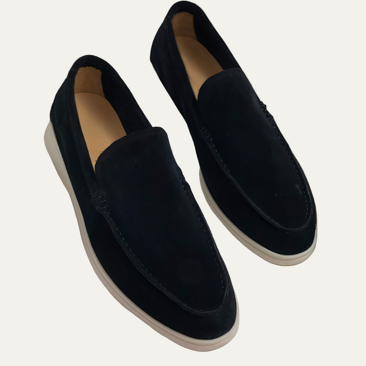 Mens Suede Loafers Slip-On Apron Toe