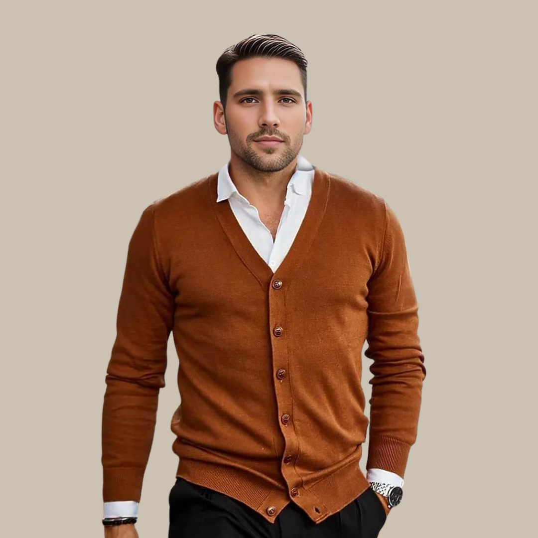 Mens Cardigan V-Neck Button Front Casual Fit - BritishMode
