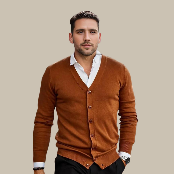 Mens Cardigan V-Neck Button Front Casual Fit - BritishMode