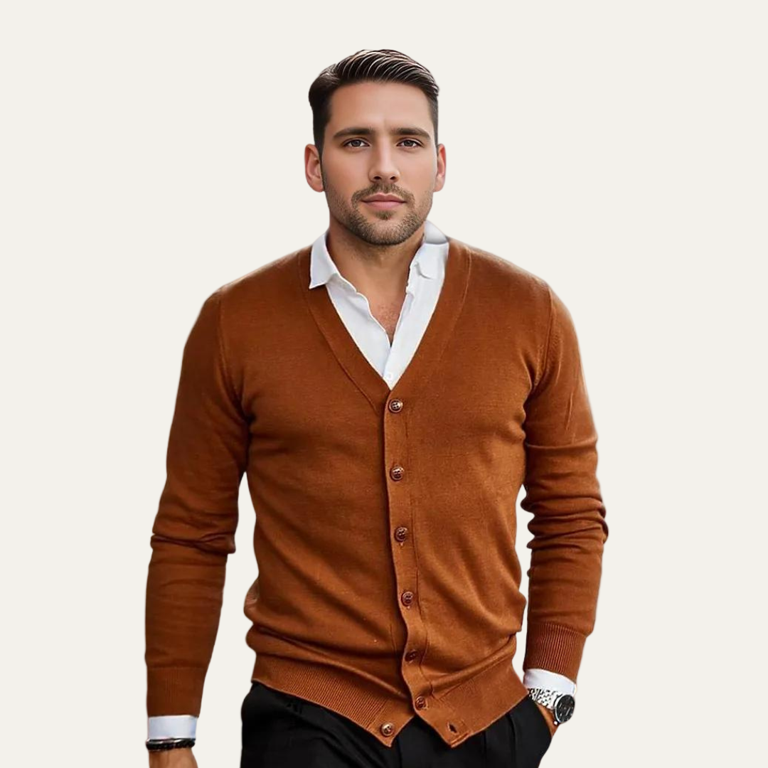 Mens Cardigan Knit Button Front Classic Fit - BritishMode