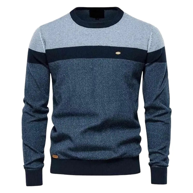Mens Crew Neck Sweater Striped Pattern Regular Fit