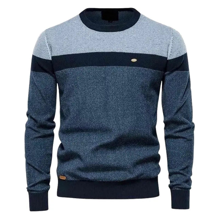 Mens Crew Neck Sweater Striped Pattern Regular Fit